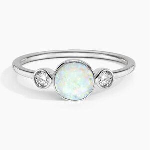 18K White Gold Casseopia Opal and Diamond Ring